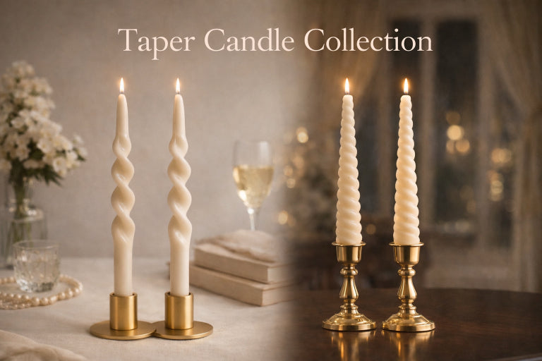 Elegant ivory taper candle collection luxury dining table candles or celebration weddings Flame Elegance