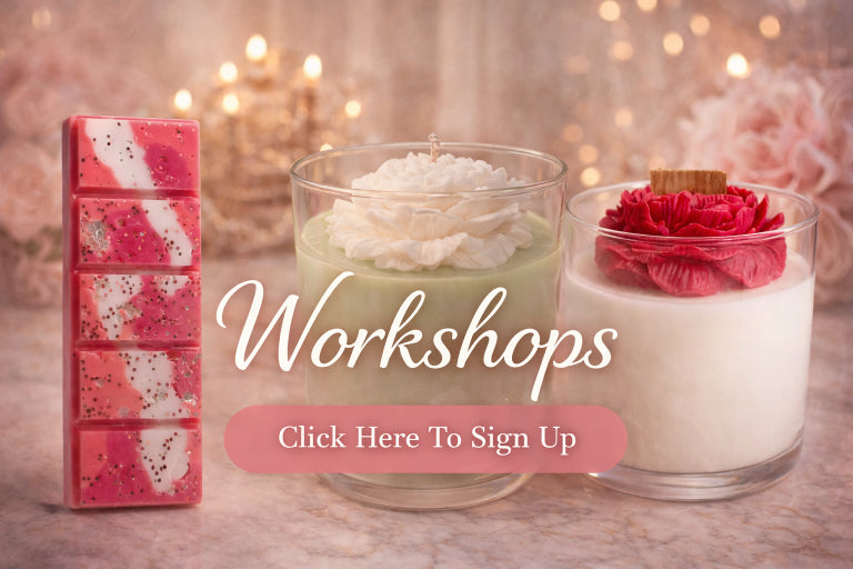 Candle making workshops featuring peony candles by flame elegance