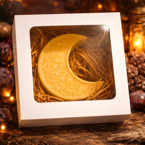 Crescent moon candle gift set with luxury packaging