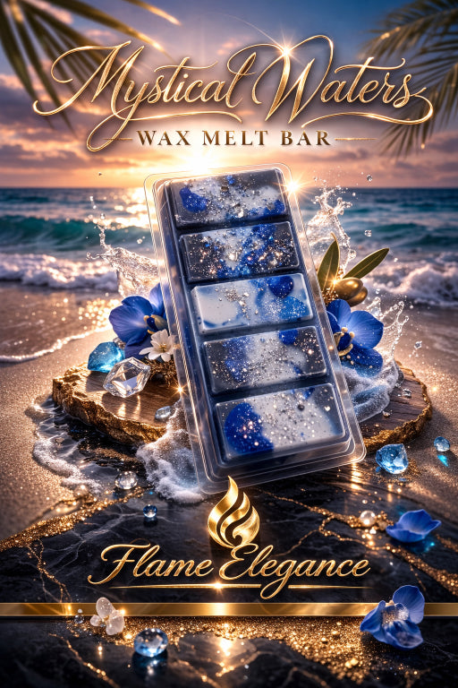 Mystical Waters Soy  Wax Melt Bar by Flame Elegance. Ocean background 