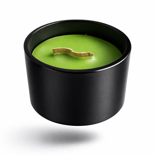 botanical inspired wood wick candle with earthy apothecary fragrance for meditation and relaxation