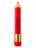 A lip gloss pencil shaped like a pencil, featuring a vibrant red body with a clear plastic outer casing, a gold ferrule, and a red eraser tip. The brand name 'Apple Bliss by Flame Elegance' is printed vertically on the red body.