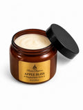 Jar of Apple Bliss Luxe whipped body butter with a black lid on a white background by Flame Elegance