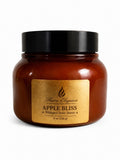 Jar of 'Apple Bliss'  Luxe whipped body butter with a gold label on a white background by Flame Elegance