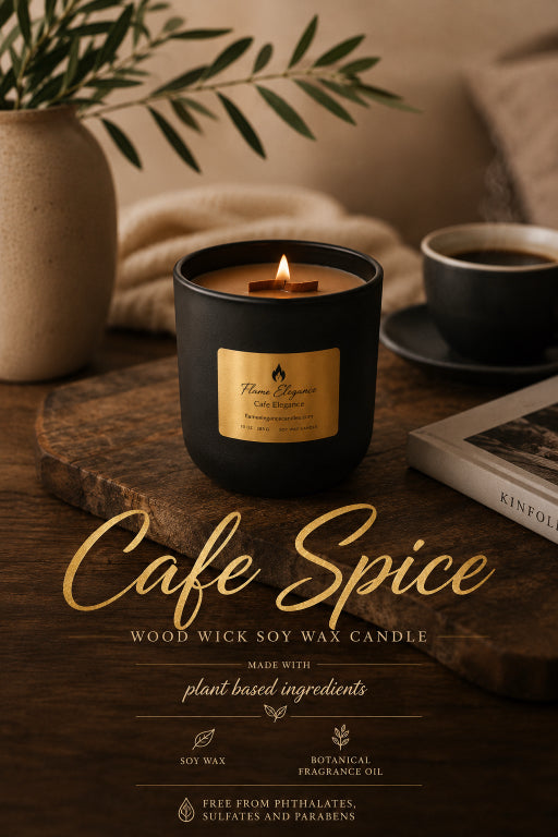 Cafe Spice Wood Wick Aromatherapy Candle I 10 oz