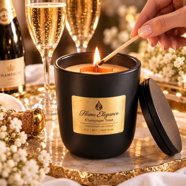 Champagne Toast Luxury Soy Wood Wick Aromatherapy Candle