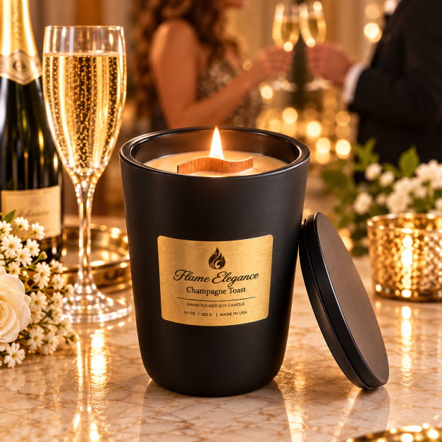 Champagne Toast Luxury Soy Wood Wick Aromatherapy Candle