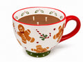 gingerbread hot cocoa soy wax candle in gingerbread mug by flame elegance with white background three cotton wicks