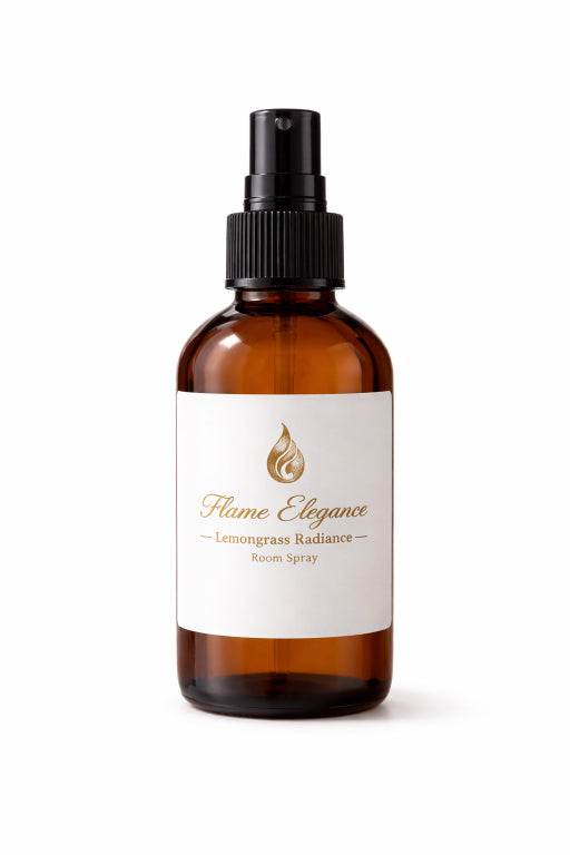 Flame Elegance lemongrass room and linen spray for home and fabric refresh with clean ingredients. 