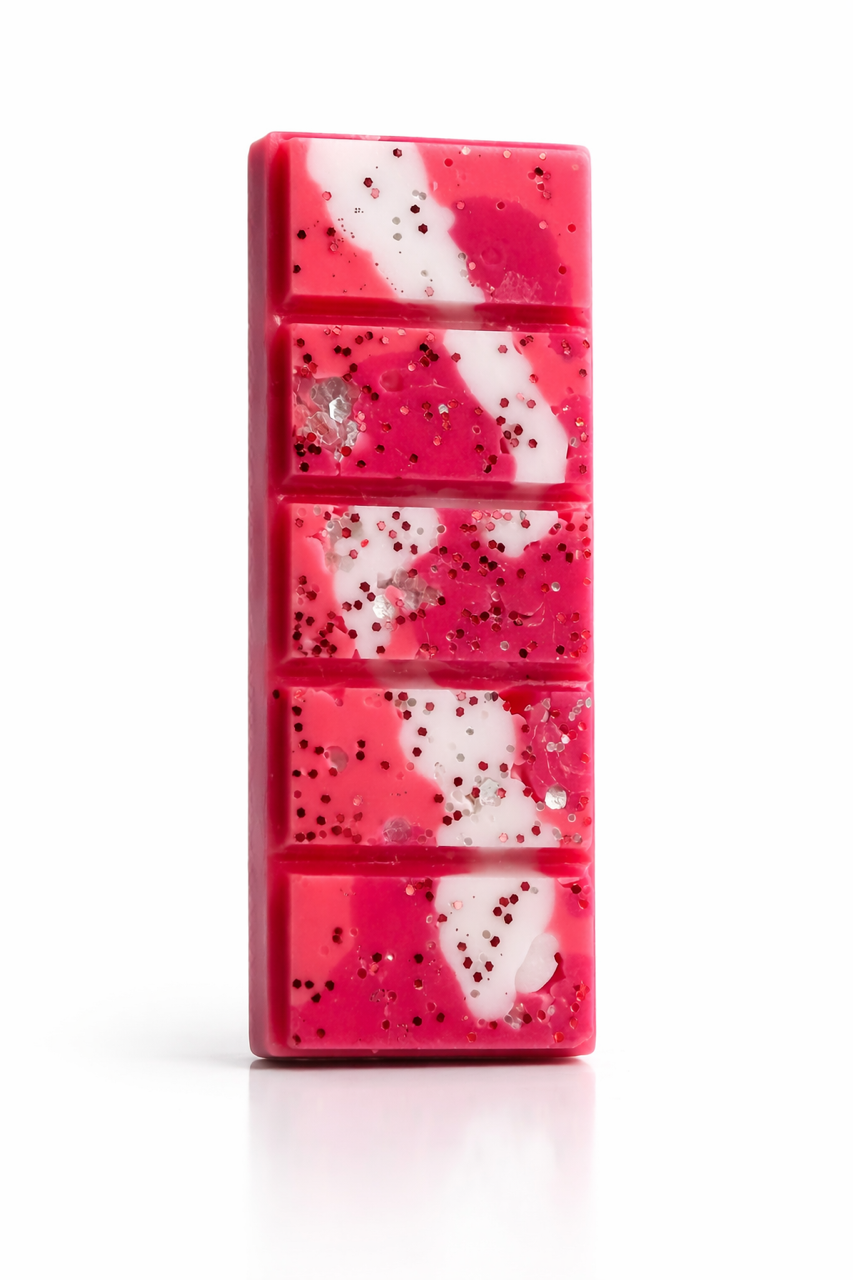 Handmade love spell wax melts with glitter and marble design
