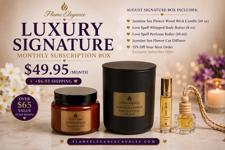 Luxury Home Fragrance & Self-Care Monthly Subscription I Flame Elegance Signature Box Tier 2