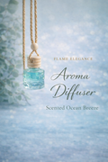 Aroma diffuser with 'Scented Ocean Breeze' on a soft blue background