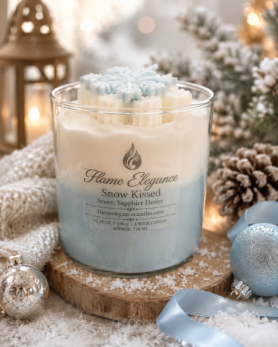 Snow Kissed Snowflake Soy Candle I Sapphire Desire Scent