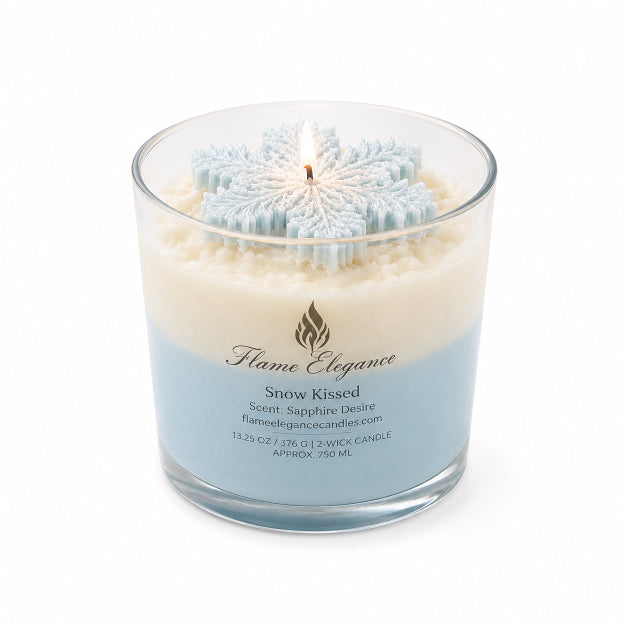 Snow Kissed Snowflake Soy Candle I Sapphire Desire Scent