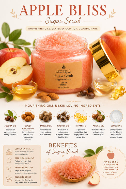 Apple Bliss Sugar Scrub- Nourishing Exfoliating Body Polish